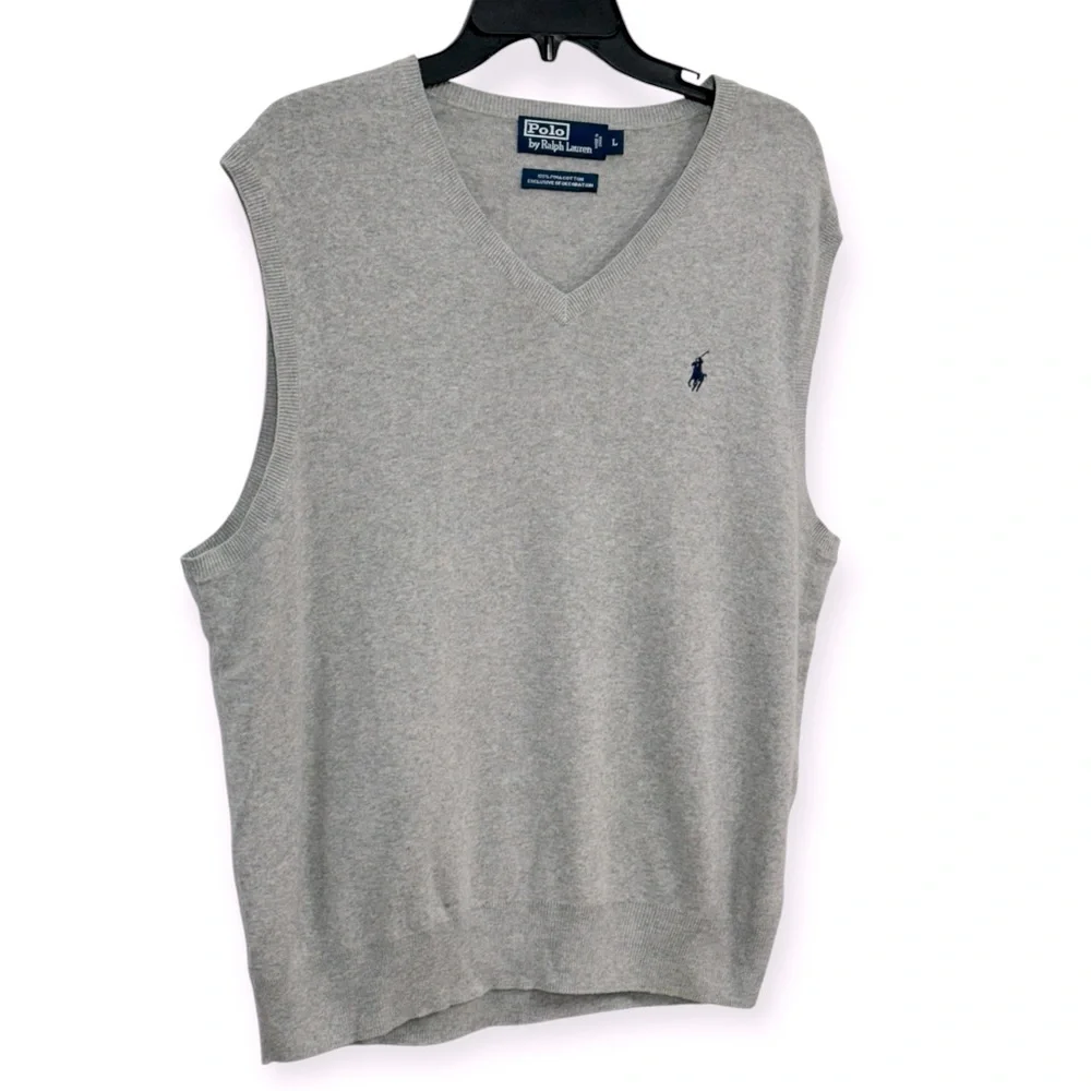 Polo Ralph Lauren Men’s Pima Cotton Gray Sweater Vest‎ Size L